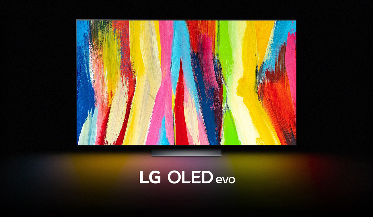 An LG C2 evo OLED TV is facing front